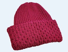 Vintage Sears Burgundy Acrylic Knit Hat w Pinned Original Tag