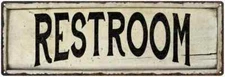 RESTROOM Farmhouse Style Wood Look Sign Gift   Metal Decor 106180028258