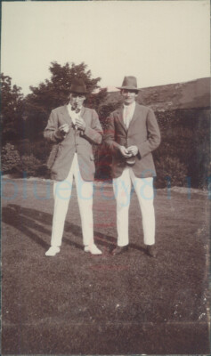 1913 Original photo Angus Gillan & Charles Cricket Magdalen Ground Oxford W4.2''