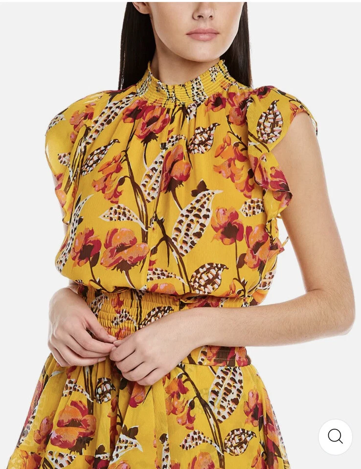 Yellow high neck blouse sales
