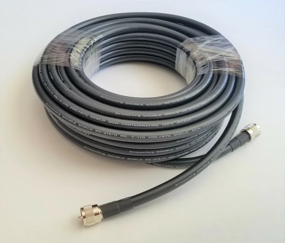 50' ft RF Coax Cable RG213 Type Non-contaminating with UHF Male PL259 Connectors - Image 2 of 3
