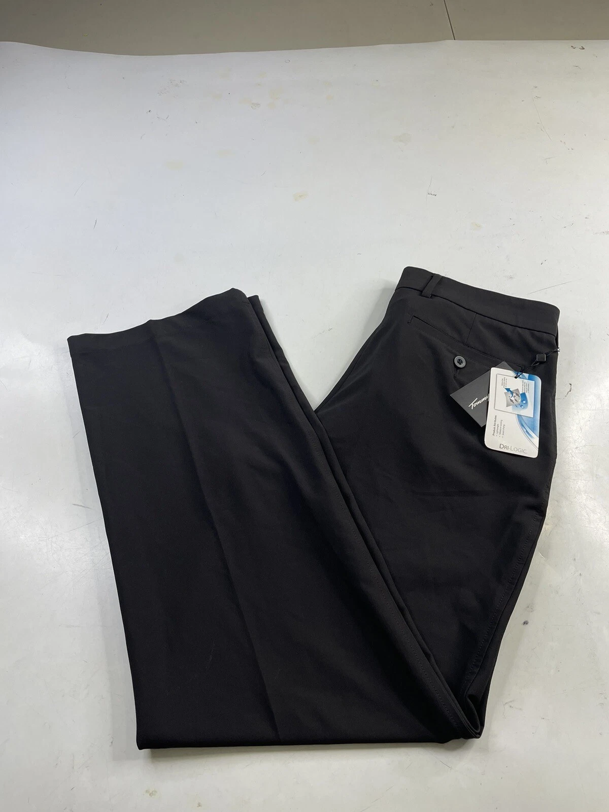 NWT Tommy Armour Pant Mens 33x32 Black Flat Front Performance Golf Chino