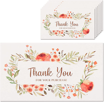Thank You For Your Order Cards 100 Pack Floral Thank You For Your Purchase Cards