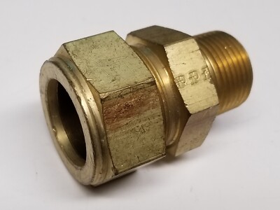 NOS Parker Brass 1'' CPI Tube x 3/4'' BSPP Male Connector Adapter, 16-12R FBZ-B
