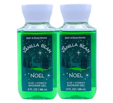 2 BATH  BODY WORKS VANILLA BEAN NOEL TRAVEL SIZE SHOWER GEL 3 FL OZ NEW