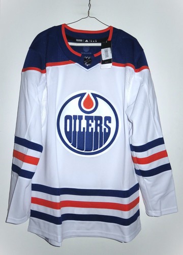 Neu Authentic Adidas Edmonton Oilers Road Away weiß Primegreen Trikot 50