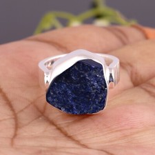 Attractive Lapis Lazuli Healing Crystal Ring 925 Silver Daily Wear Ring For Love
