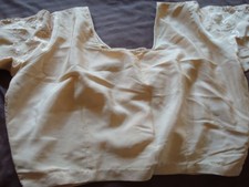USED CREAM EMBROIDERED POLYESTER/SATIN SARI W/BLOUSE -FREE S H W/BIN