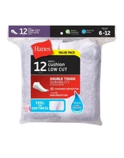 Hanes Men's Low Cut Socks Pack of 12 FreshIQ Cushioned