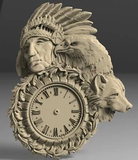 3D STL Model WALL CLOCK HUNTER for CNC Router Aspire Artcam 3D Printer Cut3D