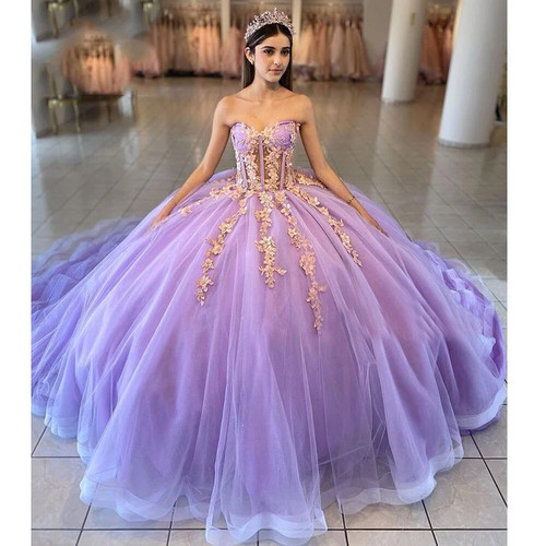 Lilac Princess Quinceanera Dresses Sweet 15 Prom Ball Gowns Vestido De 15 Anos