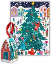 Galison Tree Decorating – 130 Piece House Shaped Puzzle Ornament Featuring Out