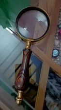 Antique Brass Heavy Magnifying Glass Vintage Magnifier Collectible