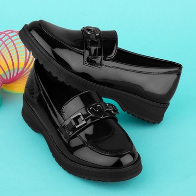 Lilley Girls Shoes Black Kids School Patent Loafer Slip On Una