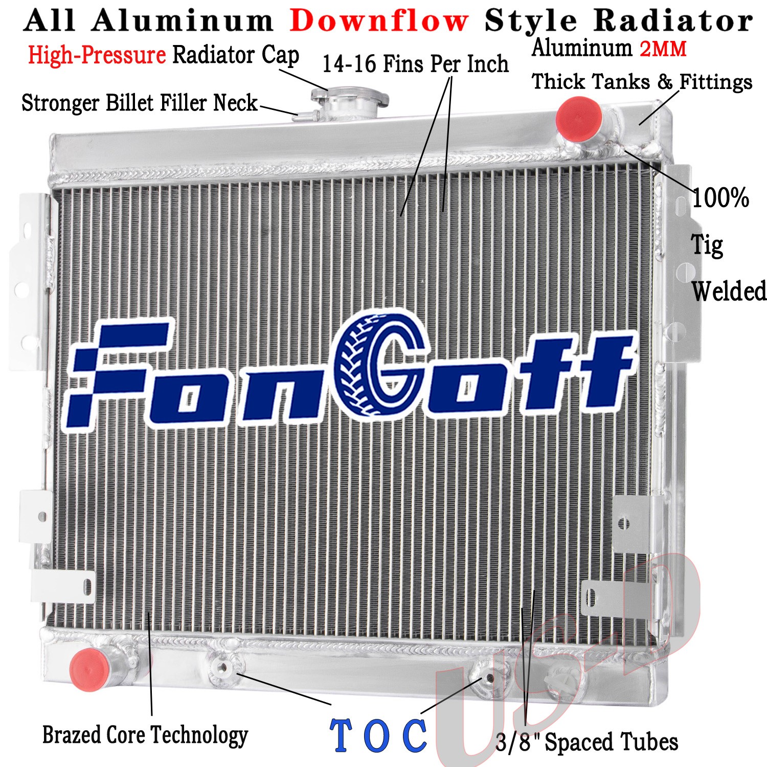 4 Row Aluminum Radiator Fit 1975-1978 1976 1977 Ford Mustang II 5.0L V8