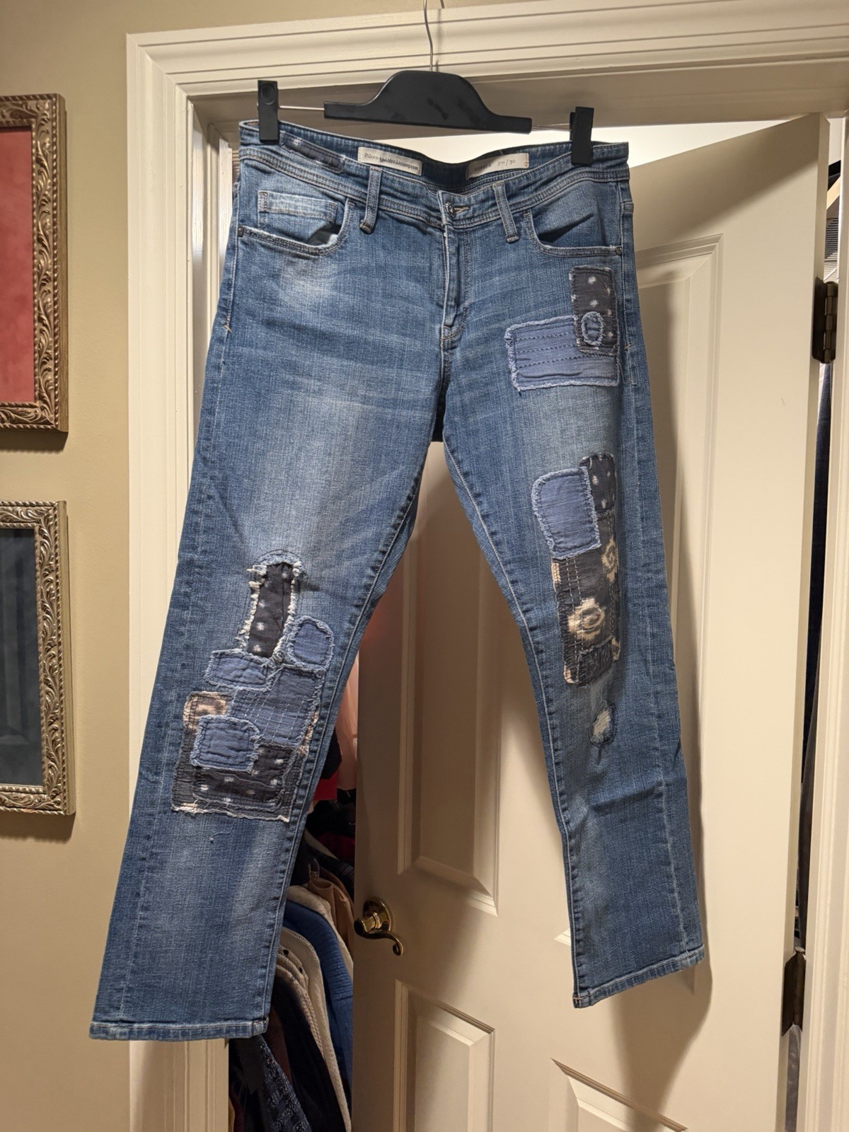 Pilcro Patchwork Distressed Straight Jeans Tinted… - image 4