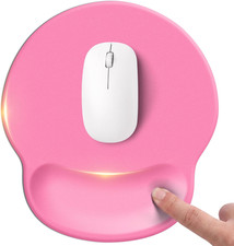 Pink Mouse Pad with Wrist Rest,Relieving Pain Memory Foam Computer Pad, Ergonomi