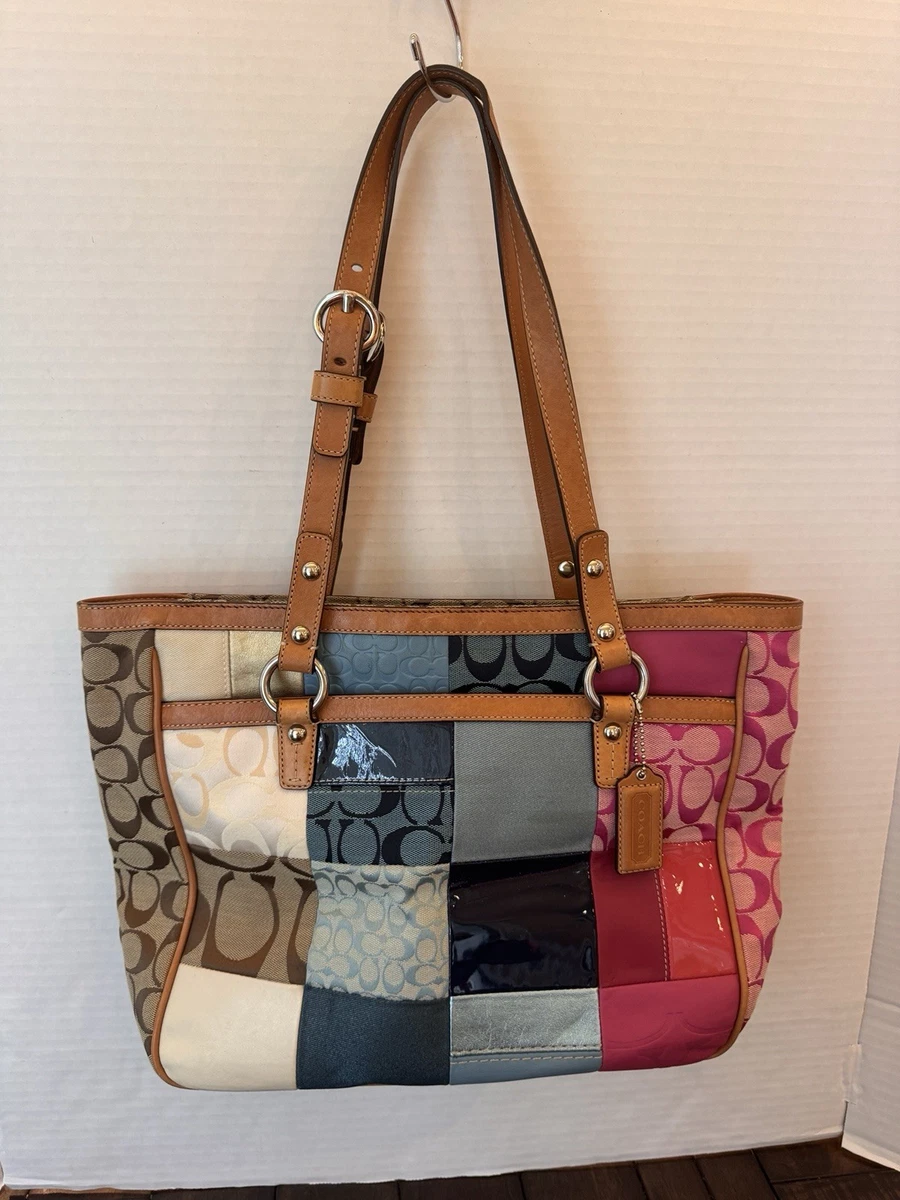 Coach Patchwork Canvas Exterior Tote Bags & Handbags for Women for