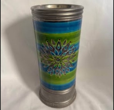 Vtg Aldo Londi Rosenthal Netter Bitossi Rimini Blue Green Ceramic Starburst Vase
