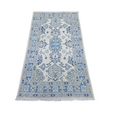 3'x5'3" Ivory Vintage Look Kazak All Over Design Wool Hand Knotted Rug 21986