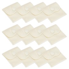 12Pcs 3x3 Inch Velvet Jewelry Pouches Gift Bags with Snap Button Beige
