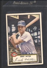 1952 Topps Baseball Grady Hatton BLACK BACK #6 VG-EX CINCINNATI REDS (SET BREAK)
