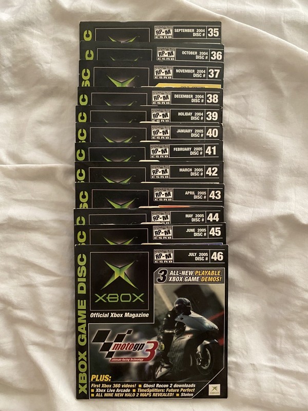 Xbox Magazine Game Demo Discs -  Lot Of 12 - Sept 2004 To July 2005 W/Sleeves