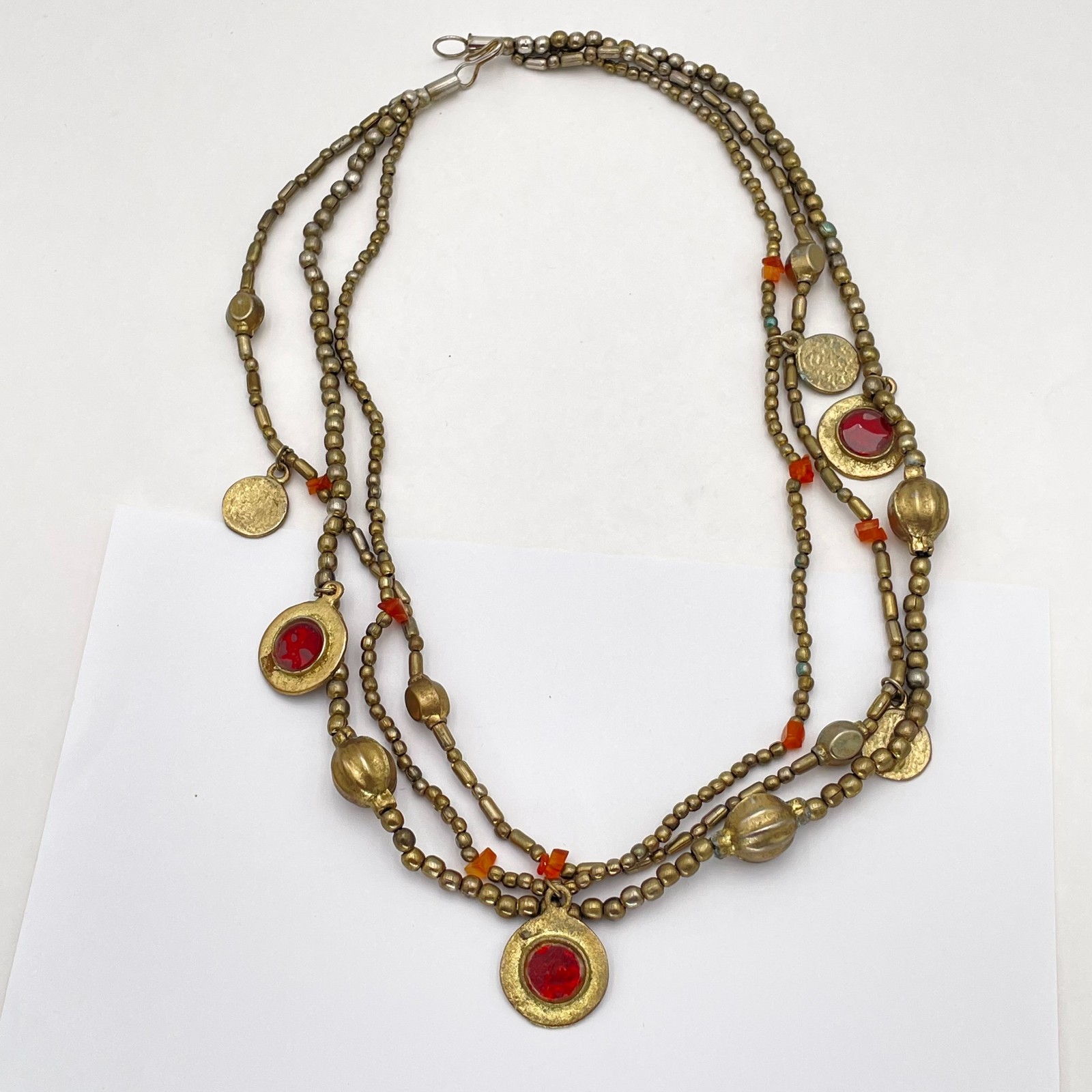 Boho Statement Beaded Layered Charm Necklace Gold… - image 3