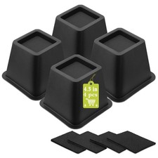 Furniture Risers 4 Inch 4 Pack Heavy Duty Bed Lift Blocks Black Furniture Risers 4 Inch 4 Pack Heavy Duty Bed Lift Blocks Black