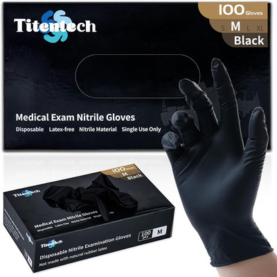 Disposable Nitrile Exam Gloves Black Cooking Gloves Disposable Food Safe 3Mil 10