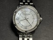 Raymond Weil Geneve Swiss 5391 Quartz Ladies Watch Textured MOP Diamond Bazel