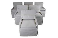 6 Restoration Hardware Modern Low Belgian Track Arm Slipcovered Dining Armchairs