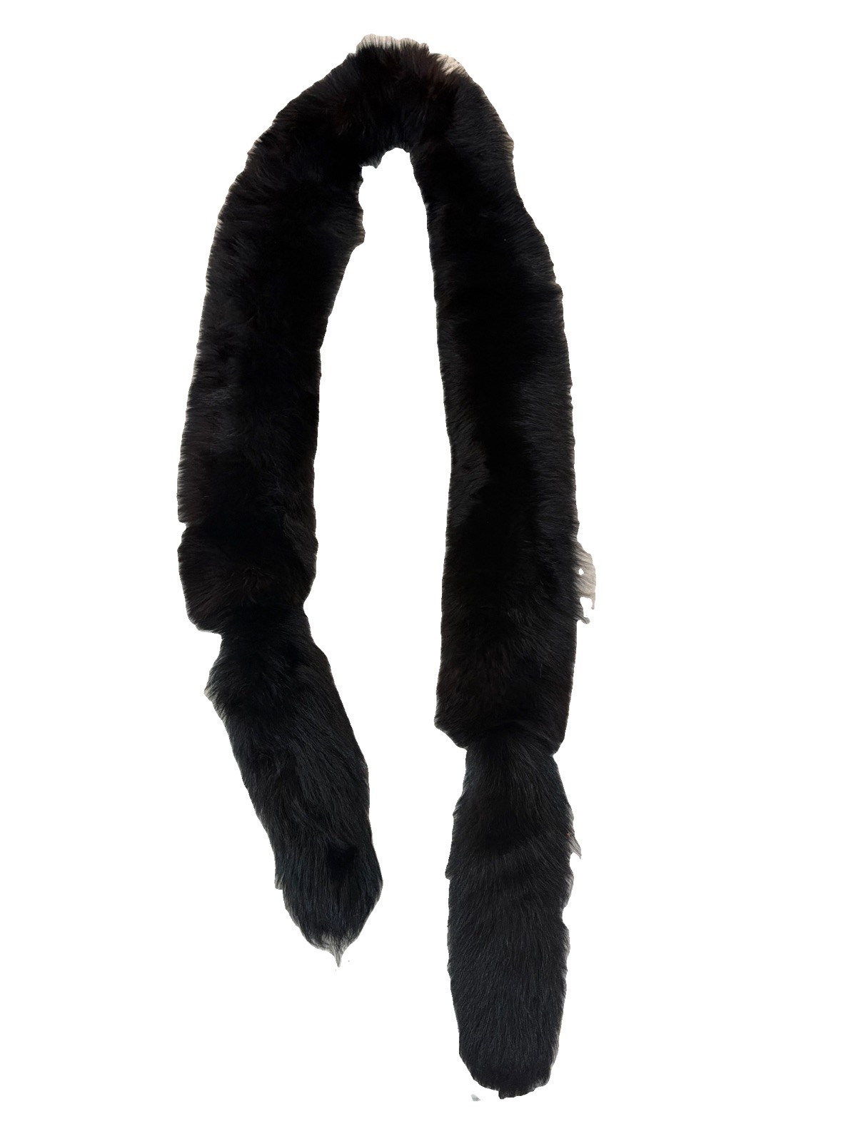 Stunning Extra Long 85”x4” Black Fox Real Fur Scarf Wrap