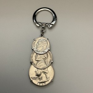 Vintage Swank Genuine US Coin Keychain 1966 Dime 1941 Nickel 1965 Quarter Box