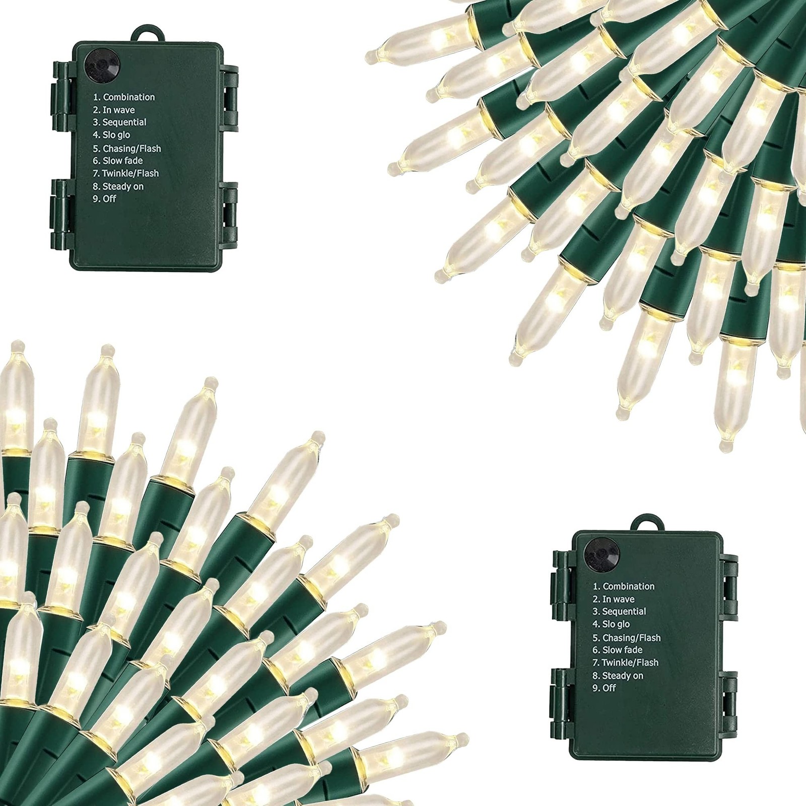 2 Pack 100LED 32FT Waterproof Battery Operated Christmas String Lights