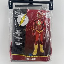 DC The Flash Children's Costume Sz Large 4 Piece Jumpsuit Mask Gloves