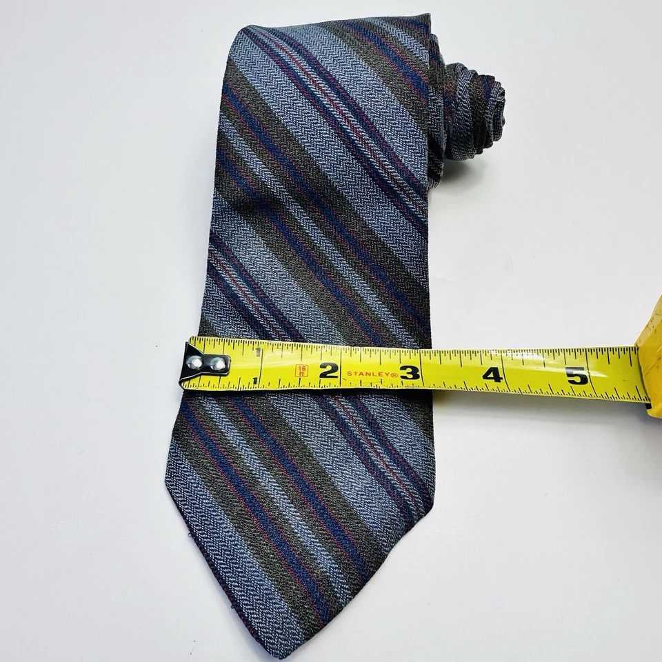 Saks Fifth Avenue Appiano Heather Striped Tie 70% Wool 30% Silk Woven in Italy - Image 2 of 4