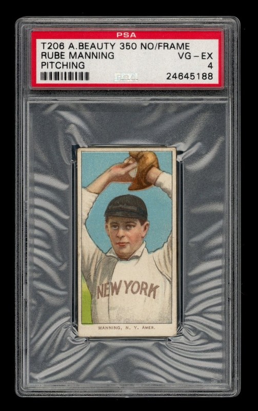 1909-11 T206 Set-Break Rube Manning (Pitching) American Beauty PSA 4 VG-EX