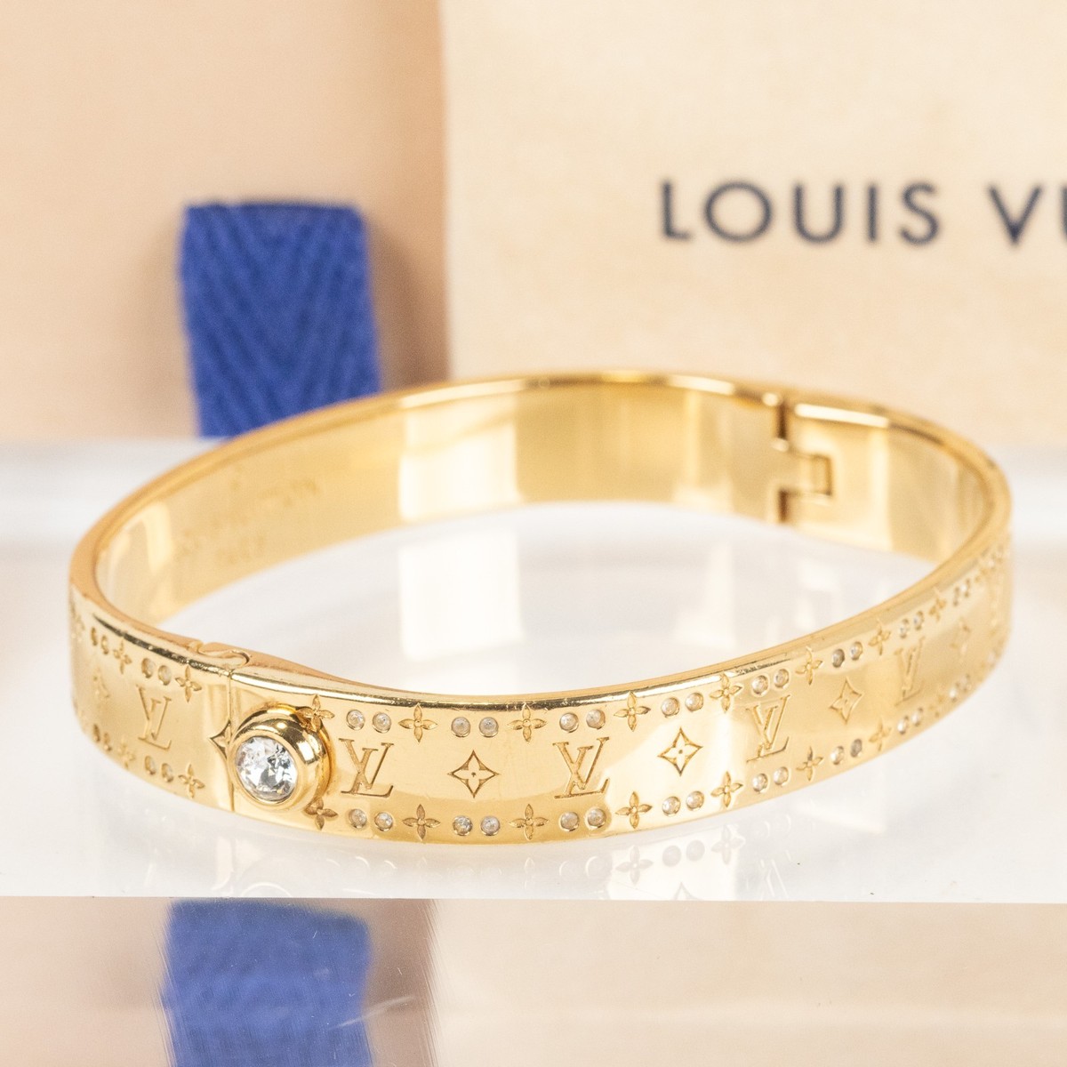 Louis Vuitton Nanogram Strass Bangle Bracelet M64861 Gold Tone