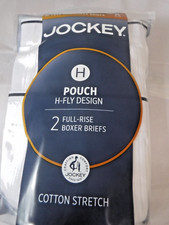 Jockey Mens Pouch 2 Boxer Briefs H Fly Design White  1146 Medium M classic