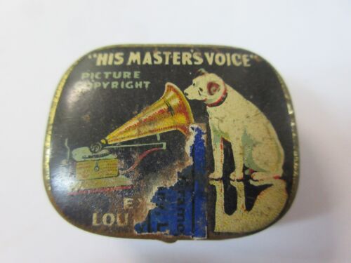 VINTAGE HIS MASTERS VOICE EXTRA LOUD GRAMOPHONE NEEDLE TIN WITH SOME CONTENTS - Picture 1 of 4
