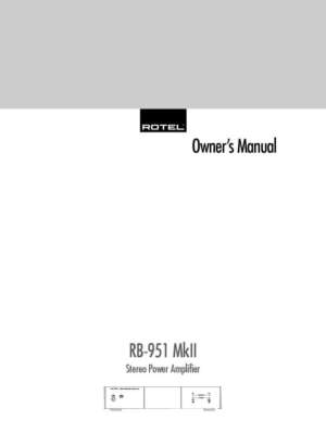 Rotel RB-951Mk2 Amplifier Owners Manual
