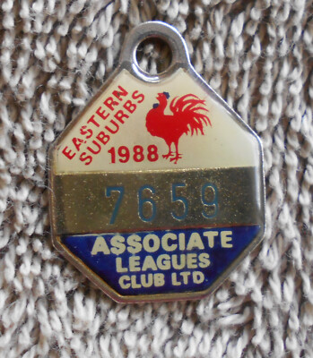 #D636. 1988 EASTERN SUBURBS ROOSTERS RUGBY LEAGUE CLUB ASSOC .MEMBER BADGE #7659
