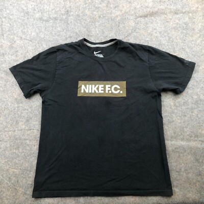 FC Barcelona Shirt Mens Large Black Nike FC Short Sleeve Soccer Spell Out FCB *
