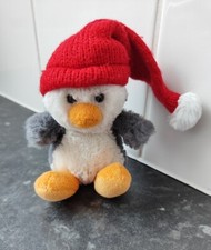 Jellycat Grumpy Poppet Penguin Poppet Baby Tiny Size 4” Little Penguin Red Hat 