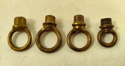 4 Vintage Brass Lamp Loops w/Wire Way Hole 1/8