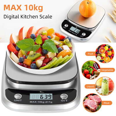 Küchenwaage 10KG/1g Digital Edelstahl LCD Electronic Grammwaage Haushaltswaage