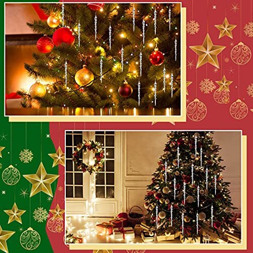 Christmas Tree Clear Glass Icicle Ornaments Decoration Xmas Home Decor