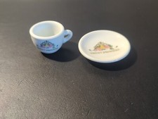 Floral Heart Sweet Princess Pattern 2pc Miniature Tea Cup  Saucer Set Dollhouse