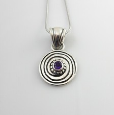 Handmade One of a Kind Sterling Silver Amethyst Drop Pendant